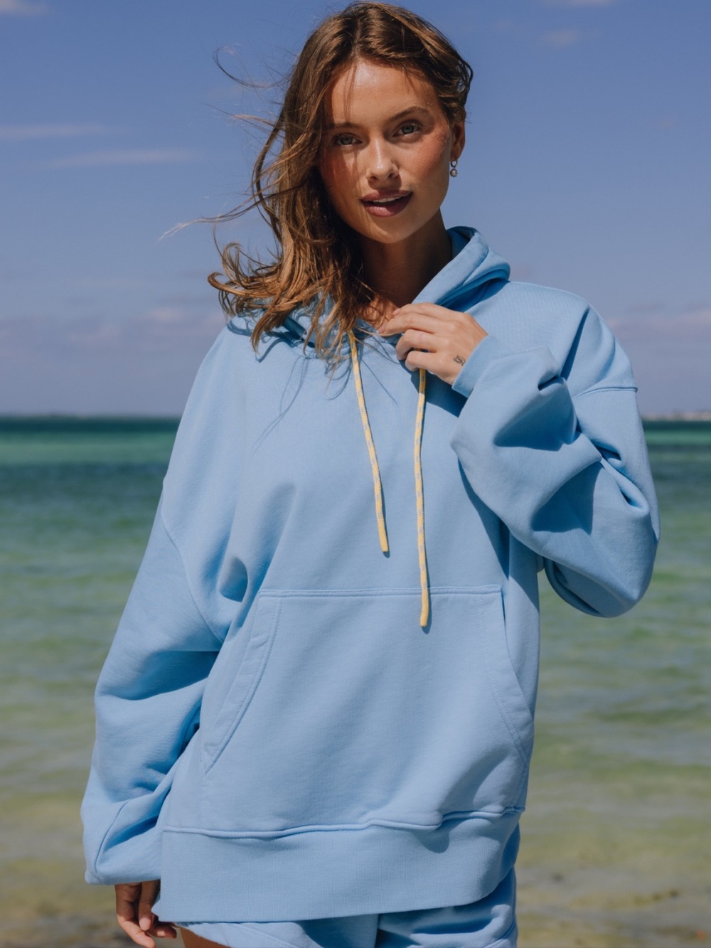 Daily Drills Oversized Paracord Hoodie - Malibu Blue Size M/L NWOT